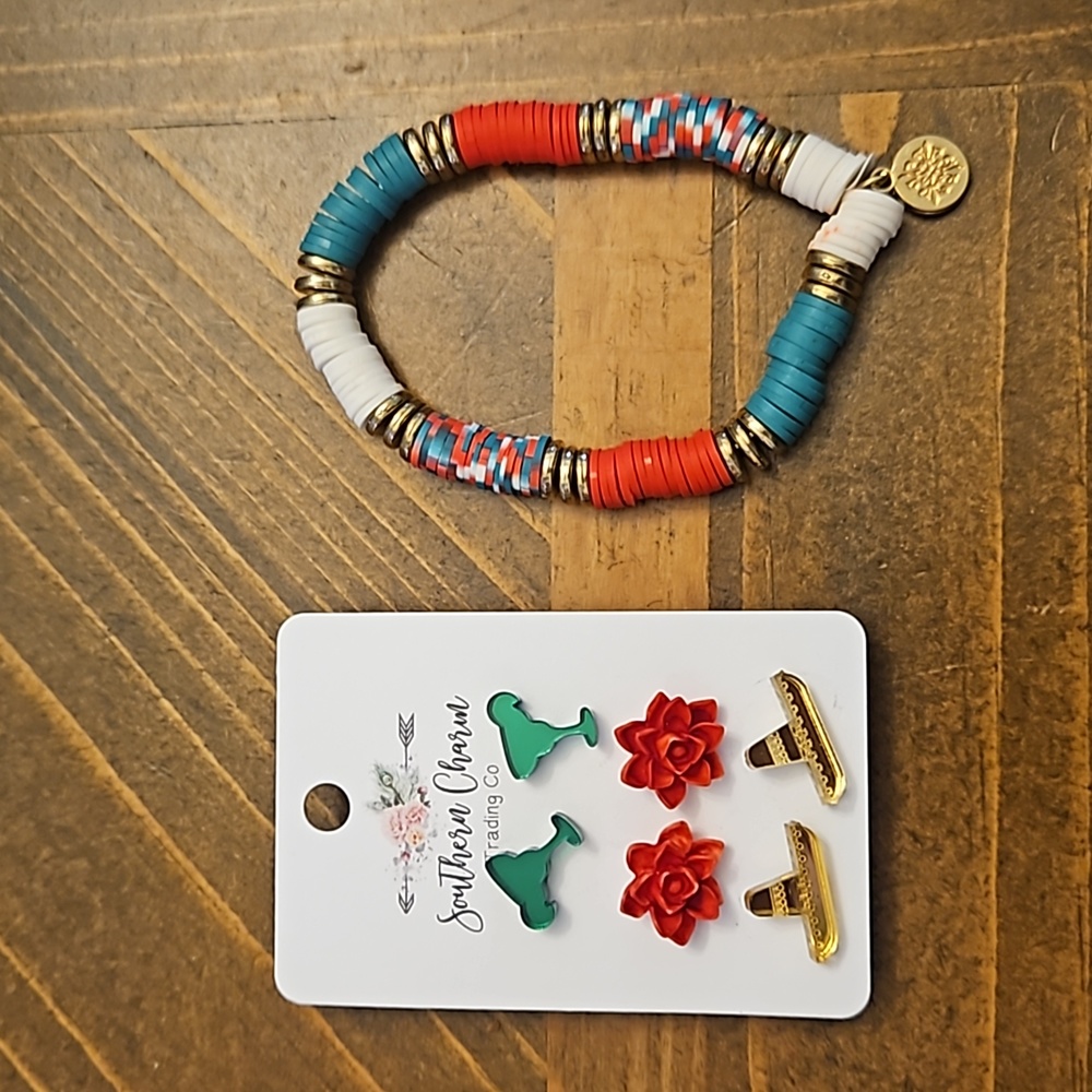 Cinco de Mayo Jewelry set Earrings and bracelet Succulents Sombrero Margarita